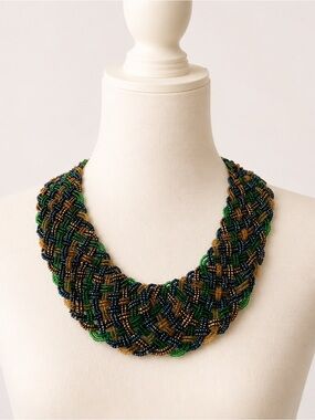 Handmade Bohemian Braided Beaded Statement Necklace